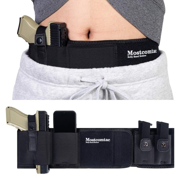 Belly Band Holster for Concealed Carry - Mostcomtac Gun Holsters for Men Women, Waist Holster for Pistols, Fit Glock, Ruger Lcp, S&W M&P 40 Shield Bodyguard, Sig Sauer, Beretta, 1911, Etc