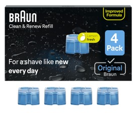 Braun Clean & Renew Refill Cartridges CCR, Replacement Shaver Cleaner Liquid Solution for Clean&Charge System, Pack of 4