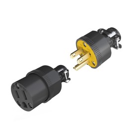 ThunderWay Electrical Replacement Plug & Connector Set, Extension Cord Ends Male and Female Black Shell, 15A 125V 2Pole 3Wire, Straight Blade Plug Grounding Type, NEMA 5-15P & 5-15R, 3-Prong -1 Set