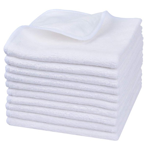 Sinland Microfiber Facial Cloths Fast Drying Washcloth 12inch x 12inch White 10 pack
