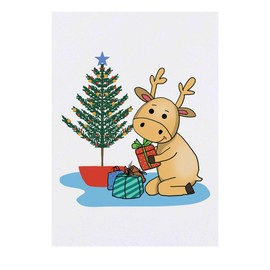 'Reindeer With Christmas Tree' Temporary Tattoo - Water Resistant, Skin-Safe, Non-Toxic Transfer (TO00079349)