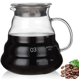 Glass Coffee Server for Drip Coffee Maker, Standard Glass Coffee Carafe, Coffee Pot with Lid, Clear, 03 800ml(27oz)