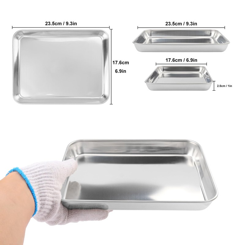 Biugaaufai 7 Pack Rectangle Stainless Steel Surgical Tray, 9 x