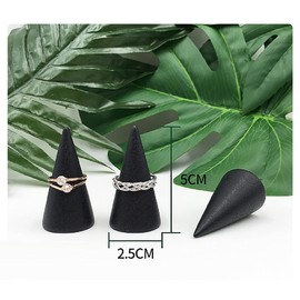 desikaky Ring Stand, Ring Storage Case, Jewelry Stand, Wooden Cone Shape Ring Holder, Ring Holder, Ring Storage, Accessories, Display DIY Crafts(Black, Set of 20)