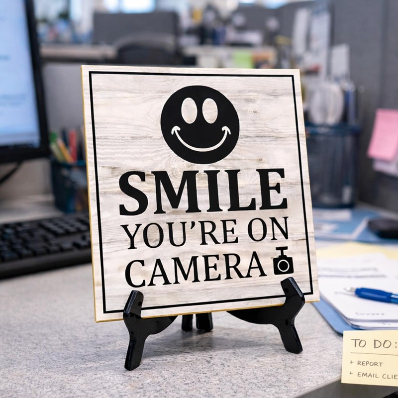Smile You're On Camera 5"x 5" Square Table Sign With