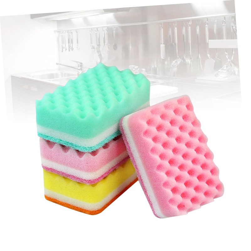 Gatuida 10pcs High Density Wave Cleaning Sponges Non-Scratch Dish Sponges
