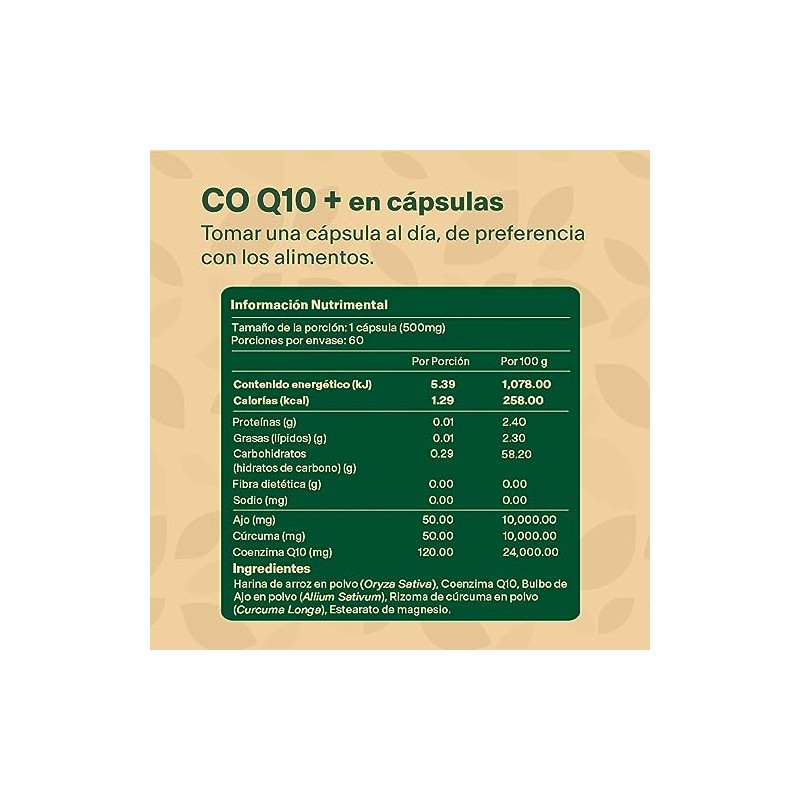 Coq10 Coenzima Q10 Ajo Cúrcuma Cápsulas 500mg Meses Vitalbotanics Suplementos