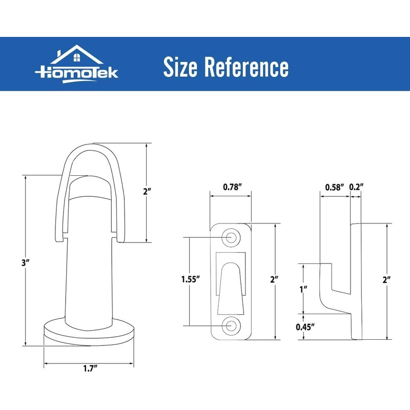 HOMOTEK 2 Pack Heavy Duty Door Stopper with Manual Hook,Door
