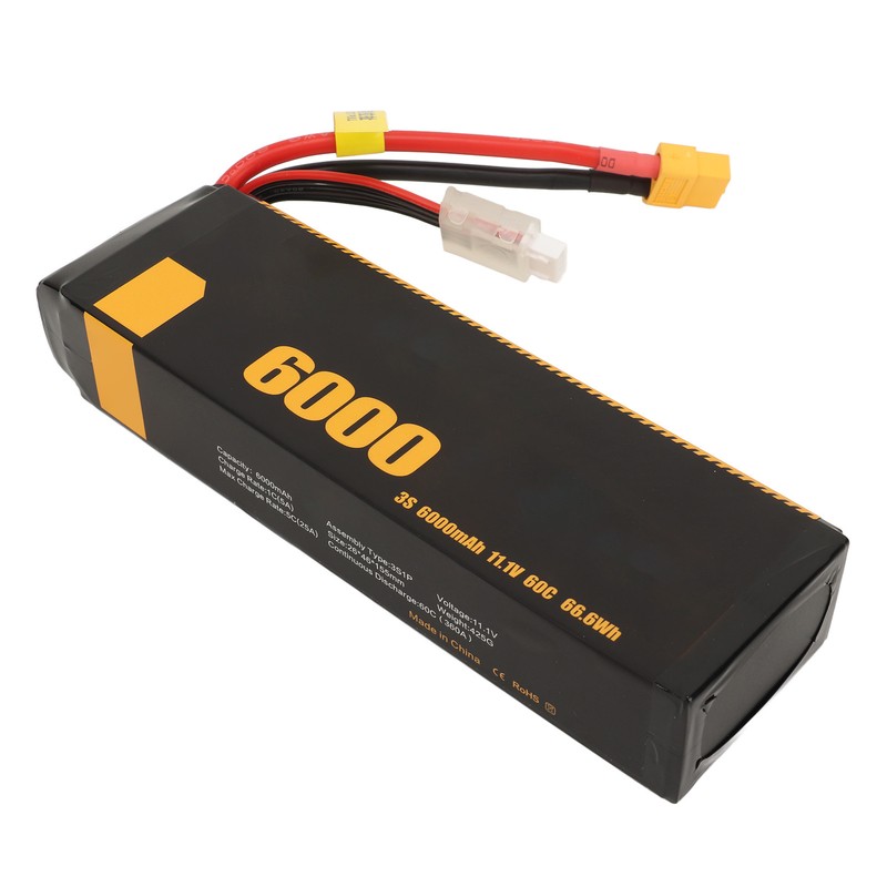 3S Lipo Battery 60C 11.1V 6000mah Impact Resistant Long Life