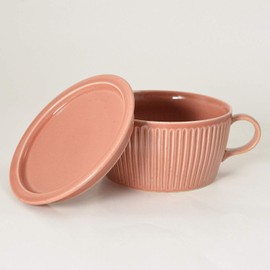 Hasamiyaki Soup Cup with Lid, Red Ash