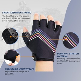 EDSRDPLT Kayak Gloves Half Finger Padded Palm Sailing Gloves UPF50+ Fishing Gloves for Paddling, Sailing, Cycling, Driving