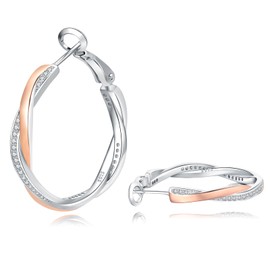 Silver Hoops Earrings For Women Silver Earrings For Women 925 Sterling Silver Twisted Hoops Earrings With Cubic Zirconia Hoop Earrings For Girls