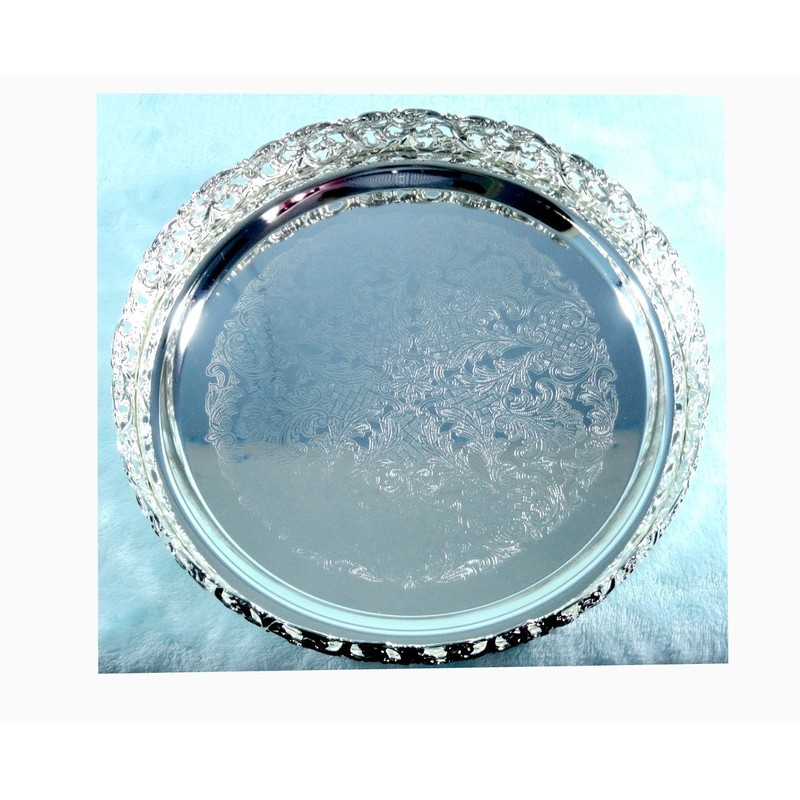 Royal Silver Round Stylish 23cm Silver Plated Paandan Tray Home