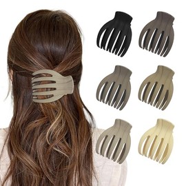 6 pinzas para el pelo planas para mujer, estilo francés, con diseño de pinzas laterales, antideslizantes, para cabello fino (negro mate, marrón, caqui