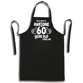 SHOEBOB 60th Birthday apron | This is what an Awesome 60 Year Old looks like | Chefs Black BBQ Full Bib Apron, unique Sixty Chef Apron