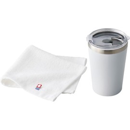 Apex Heart AM-1741 AMIi HOME Cup-In Tumbler (WH) & Towel, 13.5 fl oz (400 ml), Approx. 13.4 x 11.8 inches (34 x 30 cm)