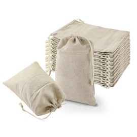 WENLISELL 40 PCS Small Cotton Drawstring Bags, 15x20cm Cotton Muslin Bag, Reusable Pull String Bags for Candy, Grain, Spice Storage