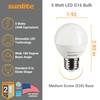 Sunlite G16 LED Dimmable Decorative Globe Vanity Light Bulbs, Frosted,