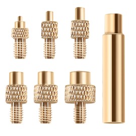 7-Piece Soldering Iron Melting Aid Set, Compatible with 3D Printer Accessories with 5 Pieces M4 Female Thread Knurled Nuts, Universal 936 Soldering Iron Tips for Thread Insert, Melting Nuts M2 M3 M4