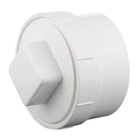 4 Inch PVC DWV Female Sewer Cleanout Cap Adapter with Plug Fitting,for Drainage Piping System White (4 Inch)