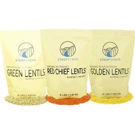 Red Lentils | Green Lentils | Golden Lentils | Non-GMO | 12 LBS Total | 100% Non Irradiated | Kosher | USA Grown | Vegan
