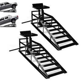 2PCS 5t Hydraulic Car Ramps, 11060Lbs Heavy Duty Vehicle Ramps Adjustable 9.3-14 Inch Height, Portable Car Lift Ramp for Oil Changes, Car Lifts for Home Garage, Black