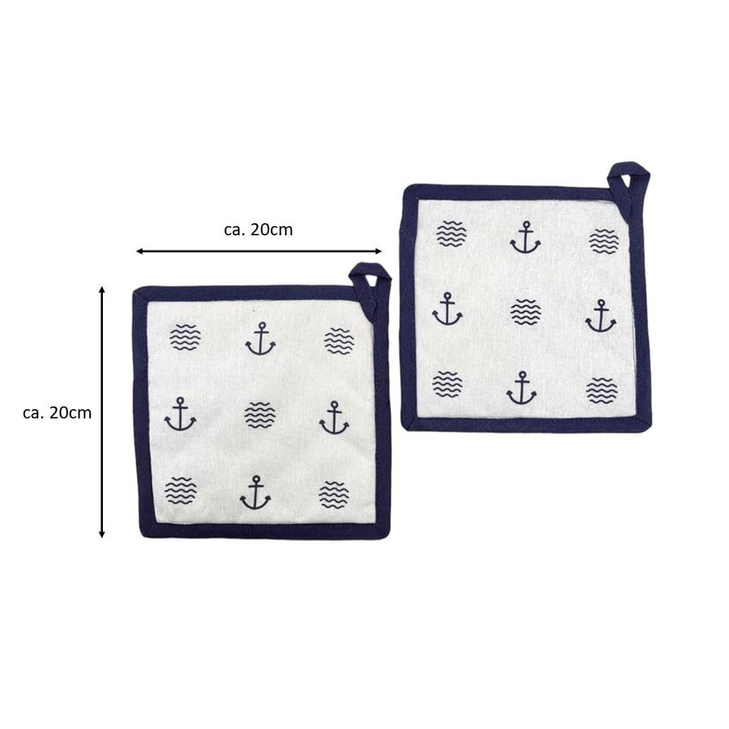 BUSDUGA 4354 Set of 2 Pot Holders in Maritime Style,