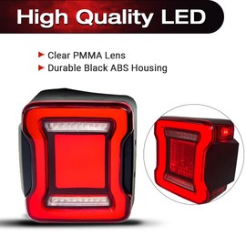 EOMD LED Red Lens Tunnel Tail light Compatible with 2007-2018 Jeep Wrangler JK/JKU