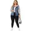 Agnes Orinda Women's Plus Size Layered Drawstring Hoodie Denim Jacket