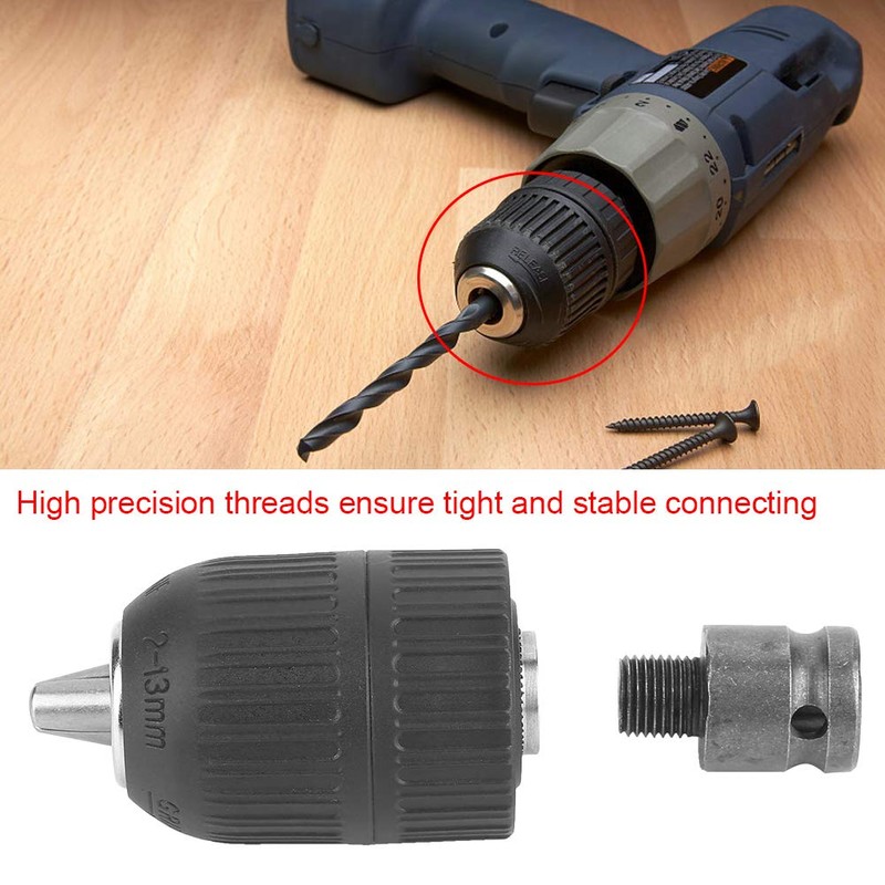 Drill Chuck, 2-13mm Keyless Drill Chuck 1/2"-20UNF with 1/2” Chuck