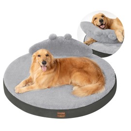 Large Dog Bed Orthopedic Dog Beds for Extra Large Dogs with Washable Removable Cover Waterproof Pet Beds with Pillow-Light Gray and Dark Gray