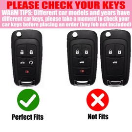 YIKECASE Key Fob Cover with Diamond Keychain for Women, Car Key Shell Compatible with Chevy Cruze Camaro Malibu Equinox Impala GMC Buick Encore Regal Flip Folding, 5 Buttons (White-Wrist Rope)