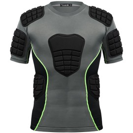 Zicac Compression Shirt Men's Breathable Compression Shirt, Impact Protection Vest Multidirectional Protection Sports T-Shirts for Football Basketball Baseball Curling Rugby Cycling, gray, L