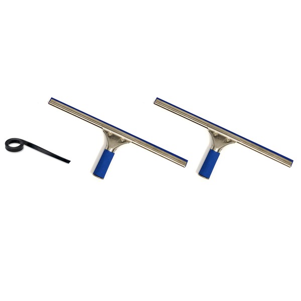 Pro 16" Window Squeegee Stainless Steel with Natural Rubber (2