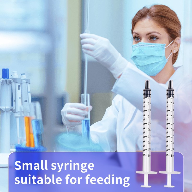 24 Pack of 1ml Plastic Syringes with Caps - Sterile,