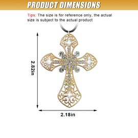 UHANBUT Bling Cross Car Hanging Ornament, Crystal Rhinestone Car Rear View Mirror Charm, Diamond Mirror Pendant, Universal Vehicle Interior Decoration Accessories for Men/Women Present (Gold)