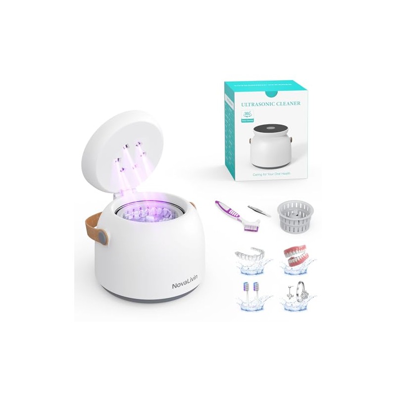 Ultrasonic Retainer Cleaner, 45kHz 3 Modes with for Aligner, Mouth