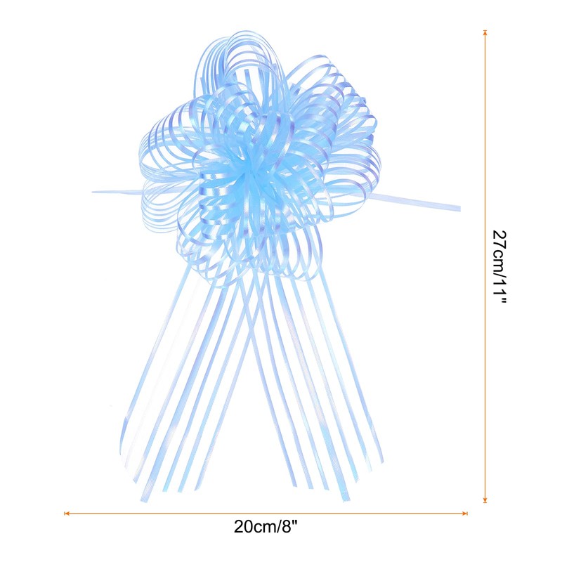 MECCANIXITY 15pcs 8 Inch Organza Large Pull Bow Metallic Gift