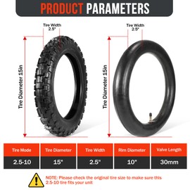 2.50-10 Dirt Bike Tire and Inner Tube Set,10-Inch Rim Off Road Mini Dirt Bike Front/Rear Tire and Inner Tube,Compatible with Honda CRF50/XR50, Suzuki JR50/DRZ70, and Yamaha PW50
