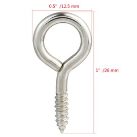 Wobe 100pcs Small Screw Eye Shape Hanging Screw Hooks 1" Lag Thread Self-Tapping Eyebolt Ring Zinc Plated Indoor and Outdoor