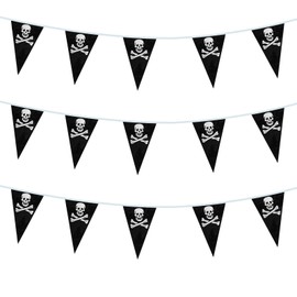 Pack of 20 Carnival Circus Party Decorations Pirate Skull and Bones Pennant Banner Fabric Triangle Flag Bunting Garland for Christmas Wedding Birthday Holiday Party Decorations Supplies