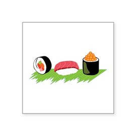 CafePress Maki Nigiri Ikura Sushi Sticker Square Bumper Sticker Car Decal