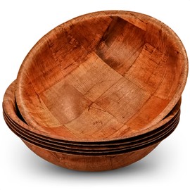 6 Pack Wooden Salad Bowls - 8"Wx2"H Holiday Wooden Salad Bowl Set for Pasta, Fruit, or Side Dishes, Glossy and Easy to Clean Surface, for Party Dinners, Weddings, Great Christmas Gifts for Hosts