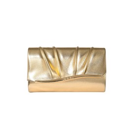 Verdusa Women's Elegant Metallic Pleated Evening Handbag Flap Magnet Envelope Clutch Purses, Gold, One Size