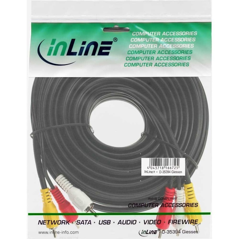 InLine® 1m 3x RCA Male to Male AV Cable