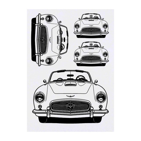 4 x 'Classic Convertible' Temporary Tattoos - Water Resistant, Skin-Safe,