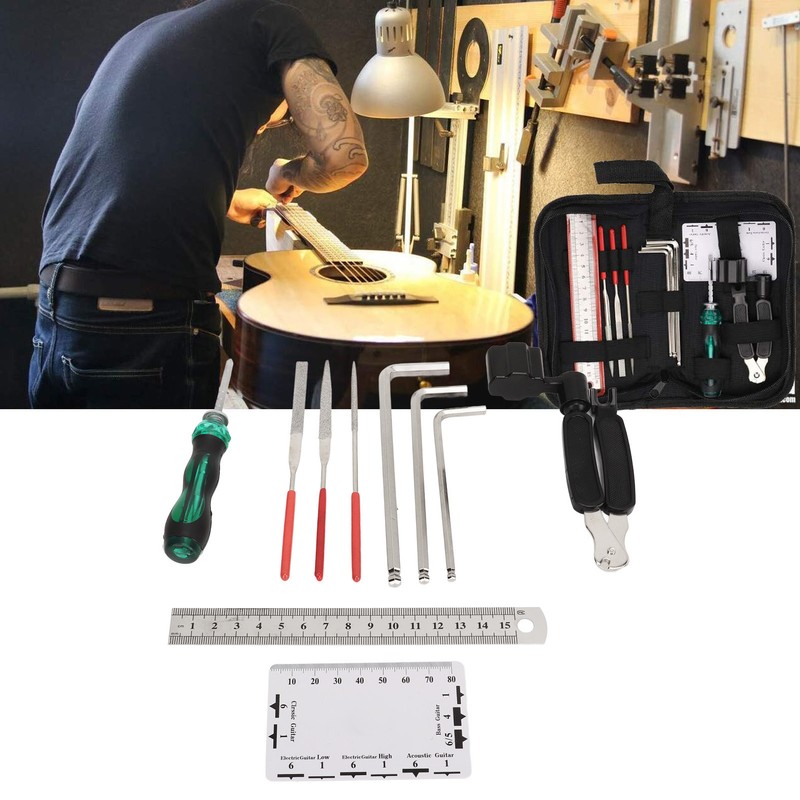 Guitar Maintenance Tool Kit Hex Wrench File Screwdriver Ruler String