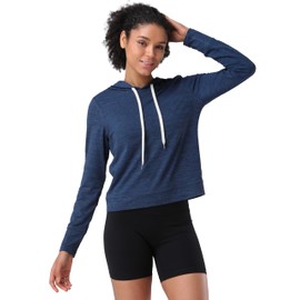 Pioneer Camp Hooded Sweatshirt Women Lightweight Hoodies Pullover Soft Thin Athletic Gym Workout Running Yoga Casual Tops Heather-navy