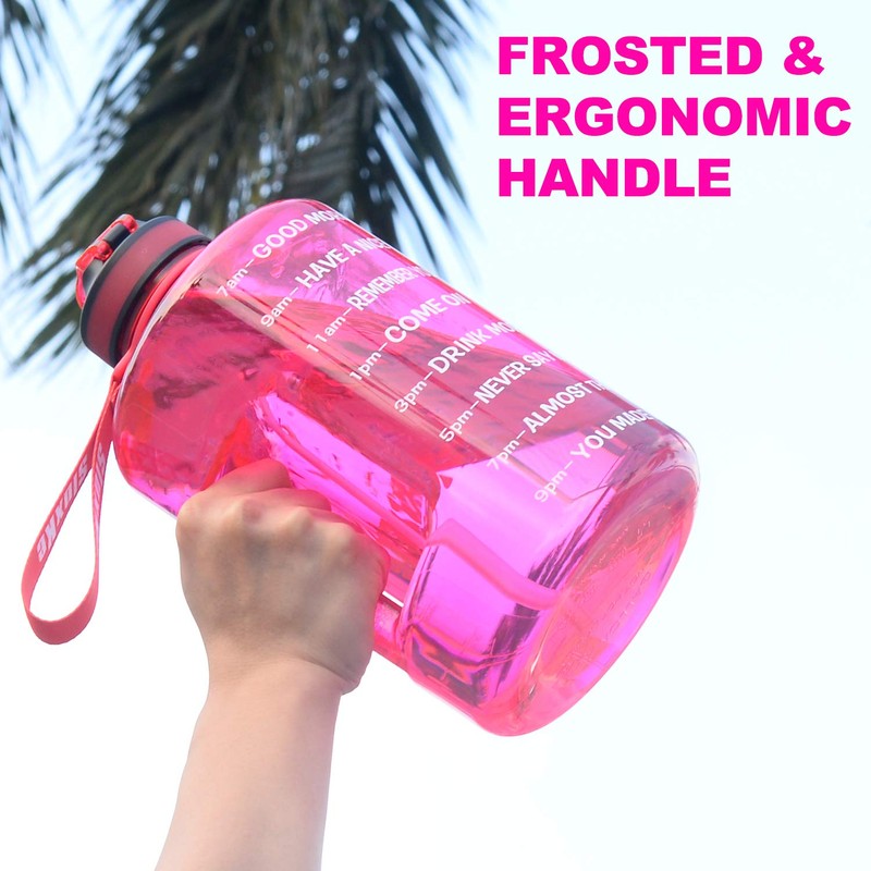 SLUXKE 1 Gallon Water Bottle with Time Marker BPA Free