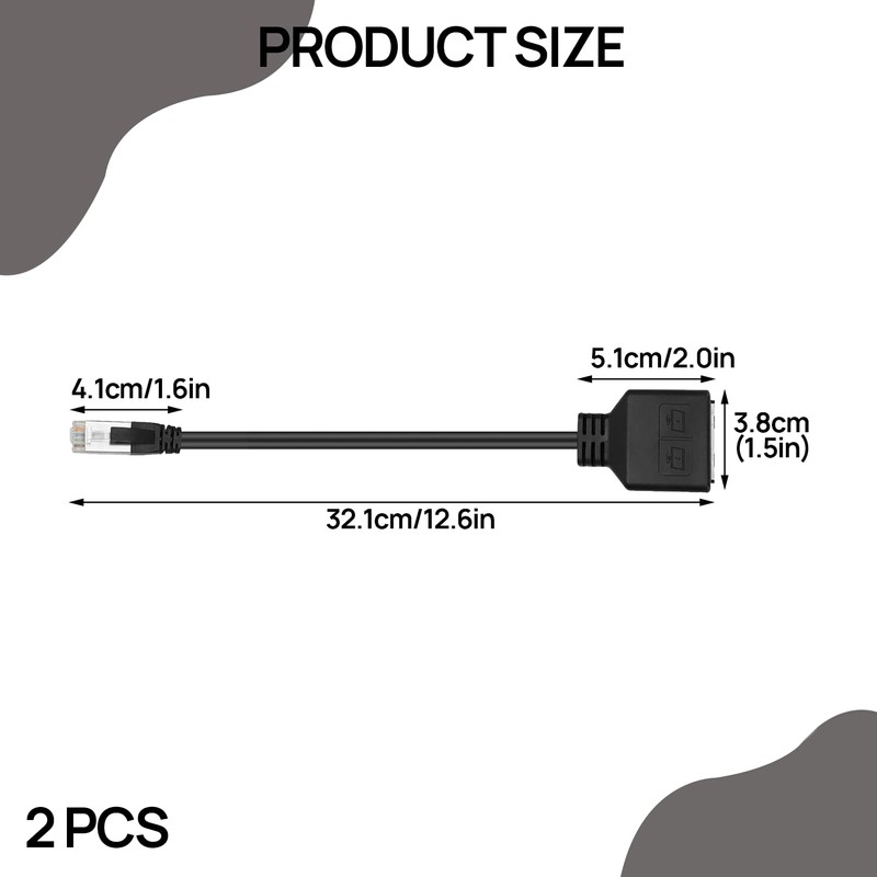 Dongnesi 2 PCS RJ45 Ethernet Adapte r, Dual Ethernet Splitter